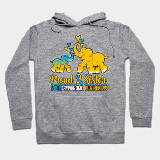 Proud Sister World Down Syndrome Awareness Day Elephant T21 Hoodie